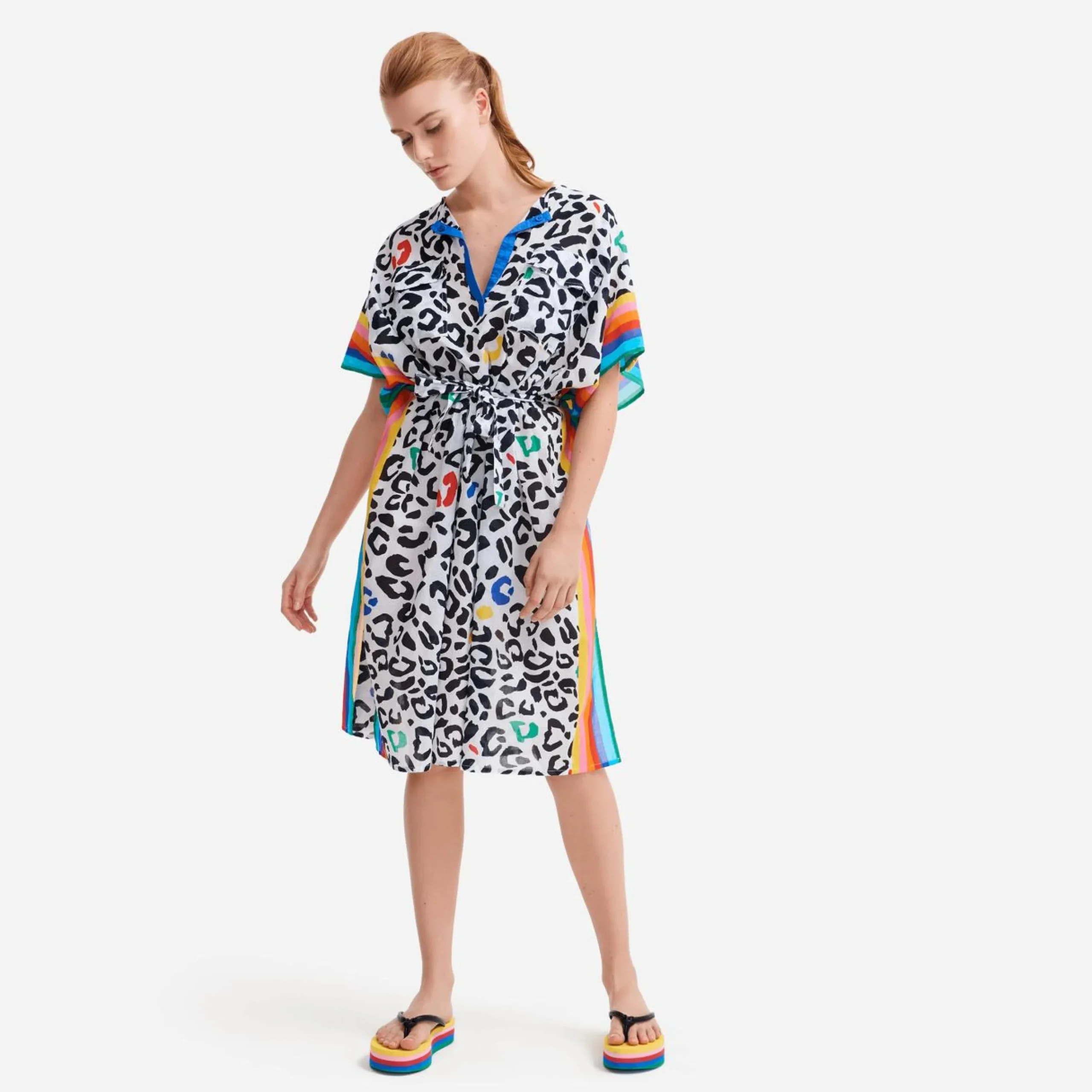 Femme Vilebrequin Tuniques^Robe Tunique Femme Leopard Et Rainbow - X Jcc+ - Edition Limitee