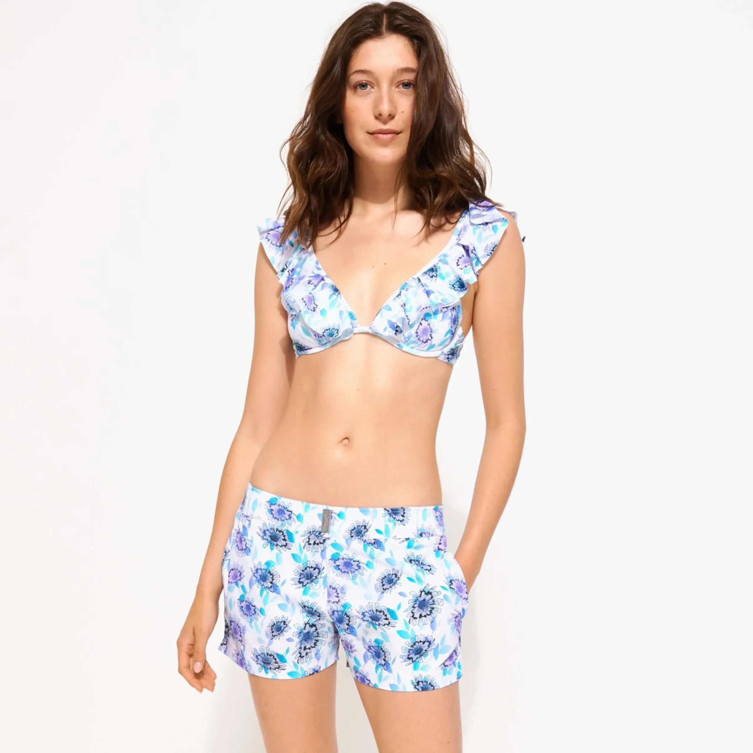 Femme Vilebrequin Shorties^Shorty De Bain Femme Ceinture Plate Flash Flowers