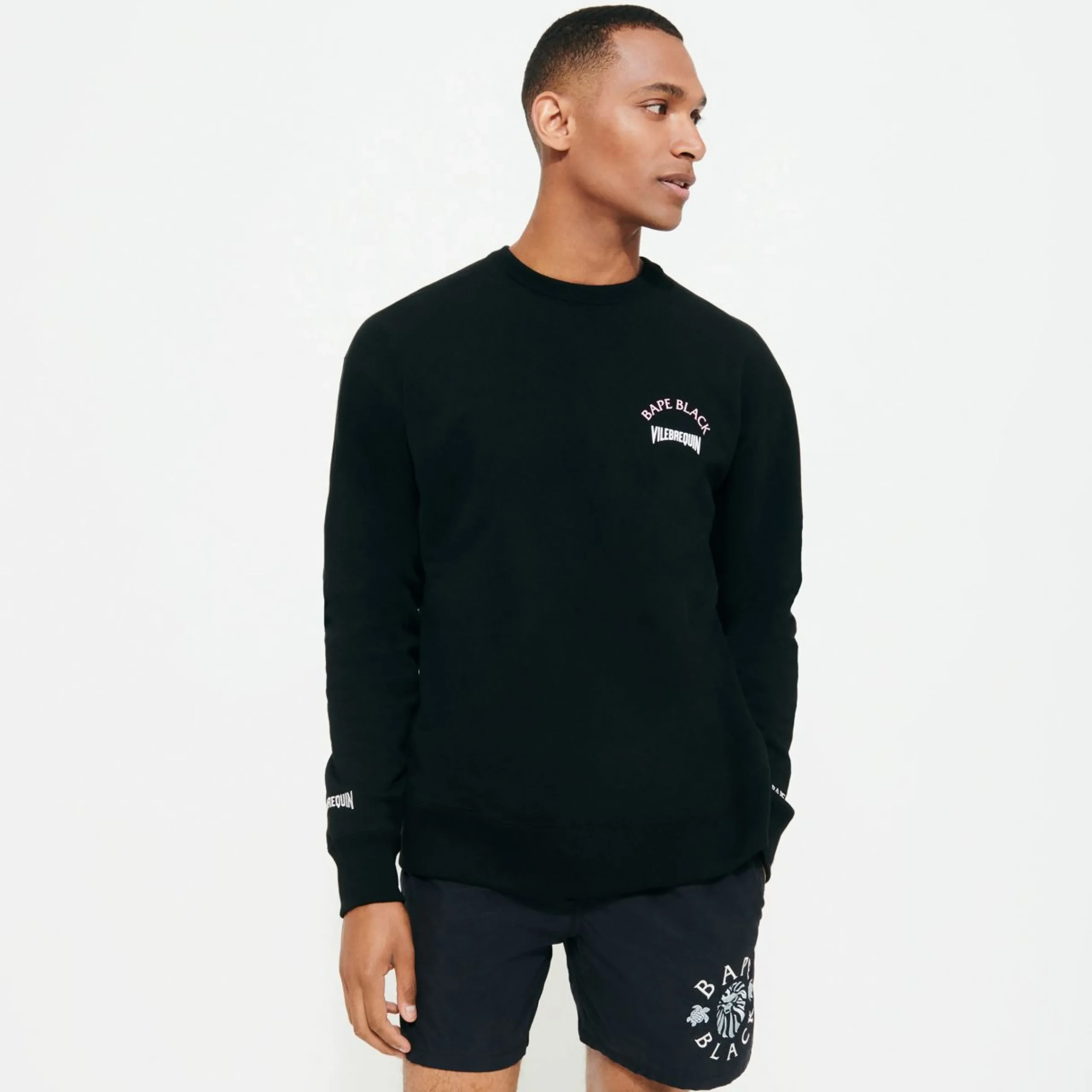 Homme Vilebrequin Sweats^Sweatshirt Homme En Coton Imprime Turtles - X Bape® Black