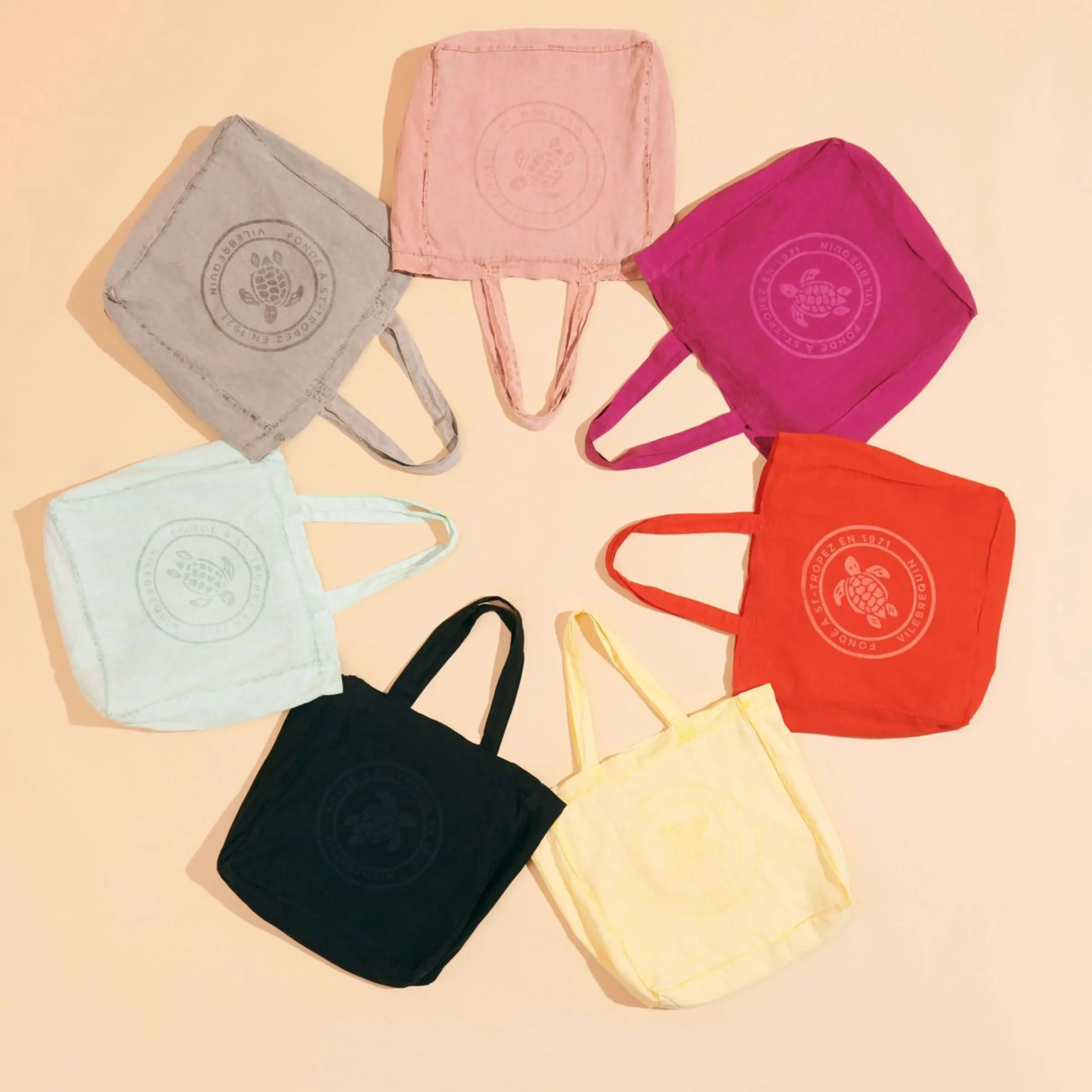 Homme Vilebrequin Sacs De Plage Et Pochettes^Tote Bag En Lin Imprime Tortue Teinture Minerale