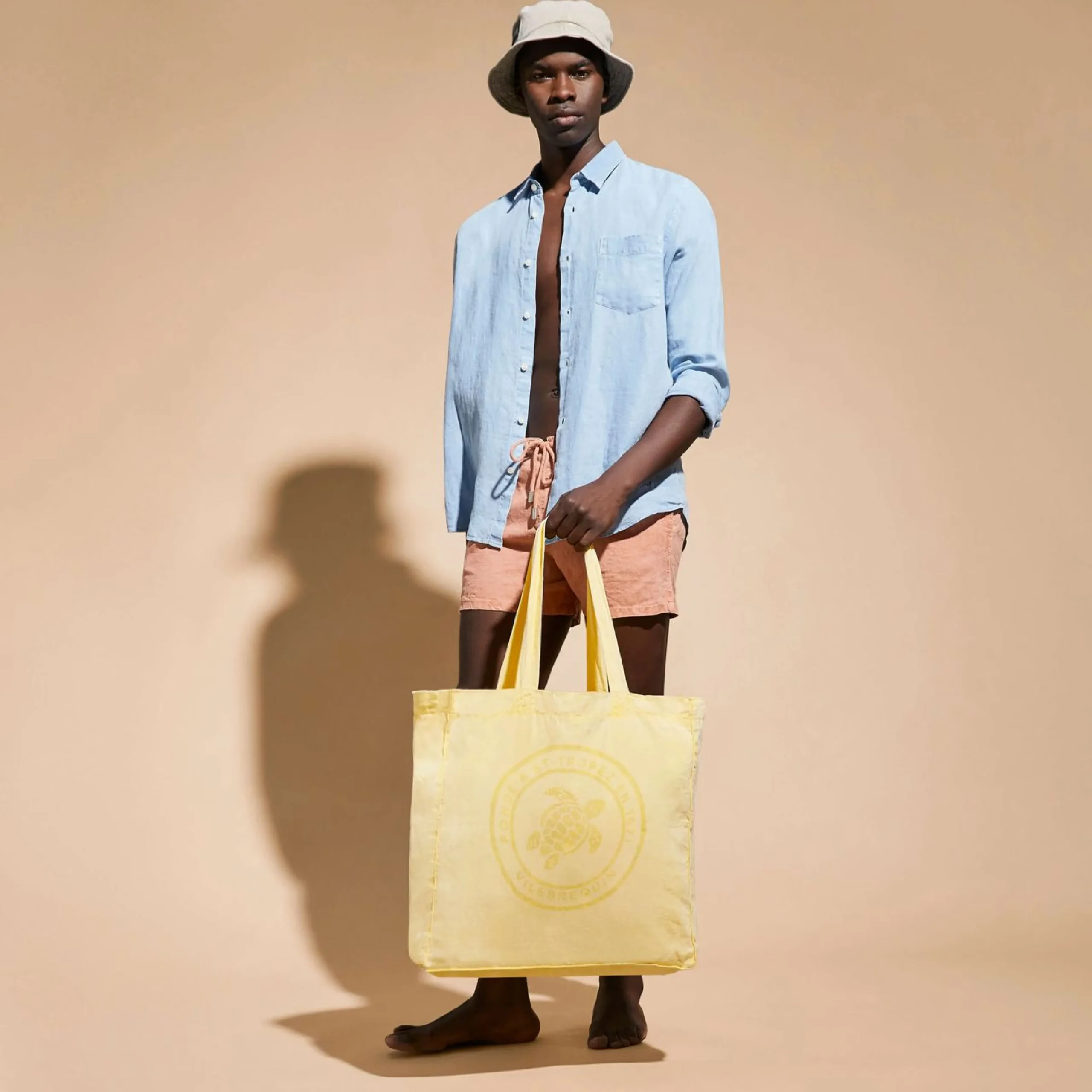 Homme Vilebrequin Sacs De Plage Et Pochettes^Tote Bag En Lin Imprime Tortue Teinture Minerale