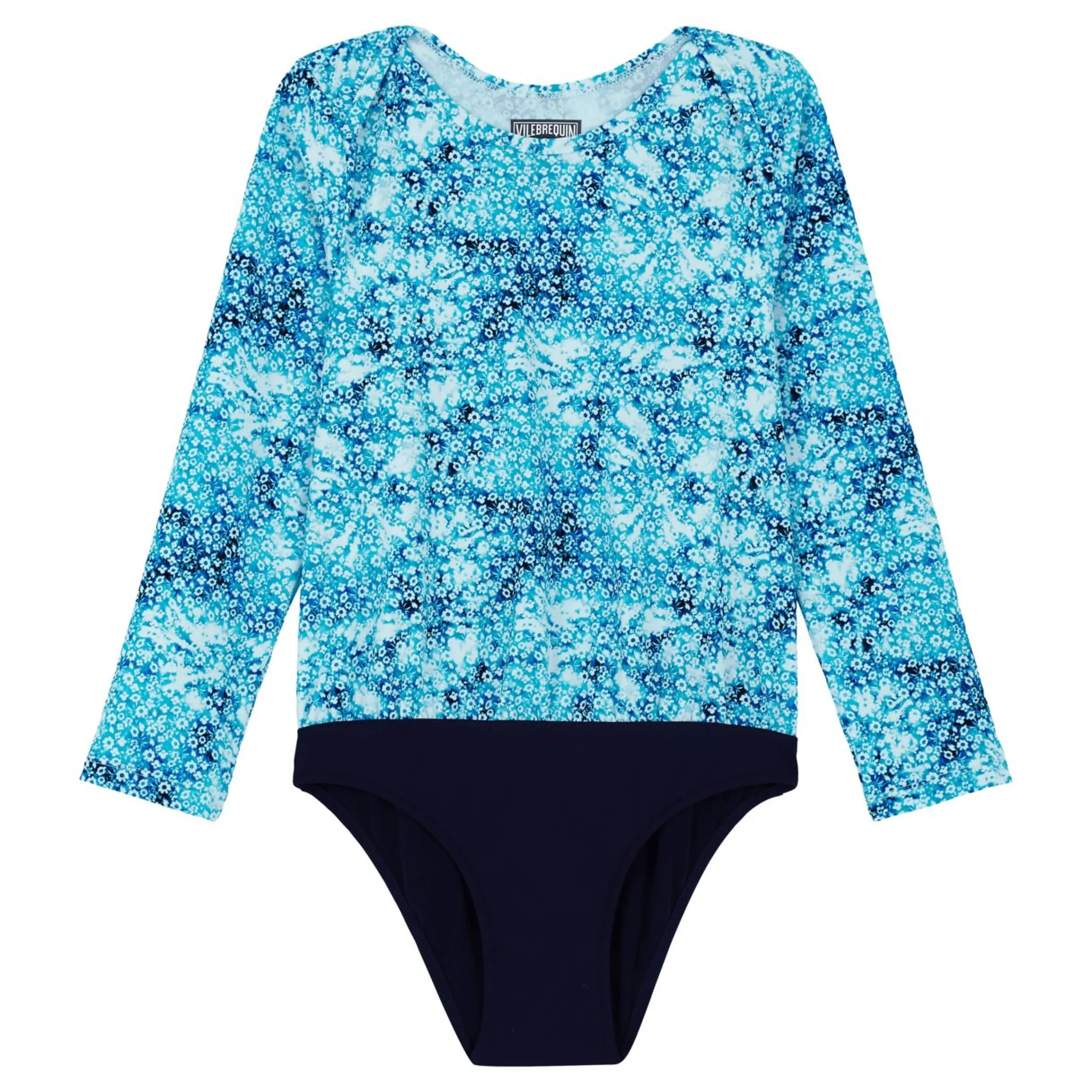 Fille Vilebrequin Une Pièce^T-Shirt Anti Uv Une Pièce Manches Longues Fille Flowers Tie & Dye