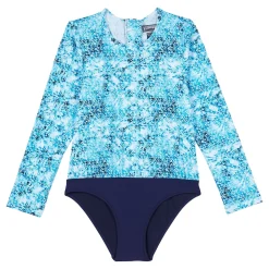 Fille Vilebrequin Une Pièce^T-Shirt Anti Uv Une Pièce Manches Longues Fille Flowers Tie & Dye
