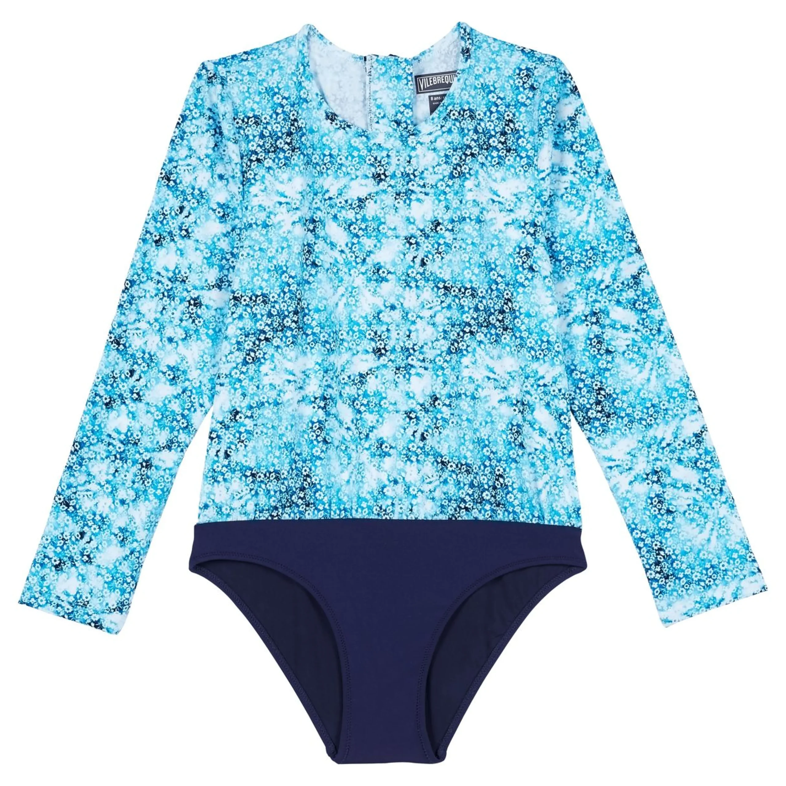 Fille Vilebrequin Une Pièce^T-Shirt Anti Uv Une Pièce Manches Longues Fille Flowers Tie & Dye