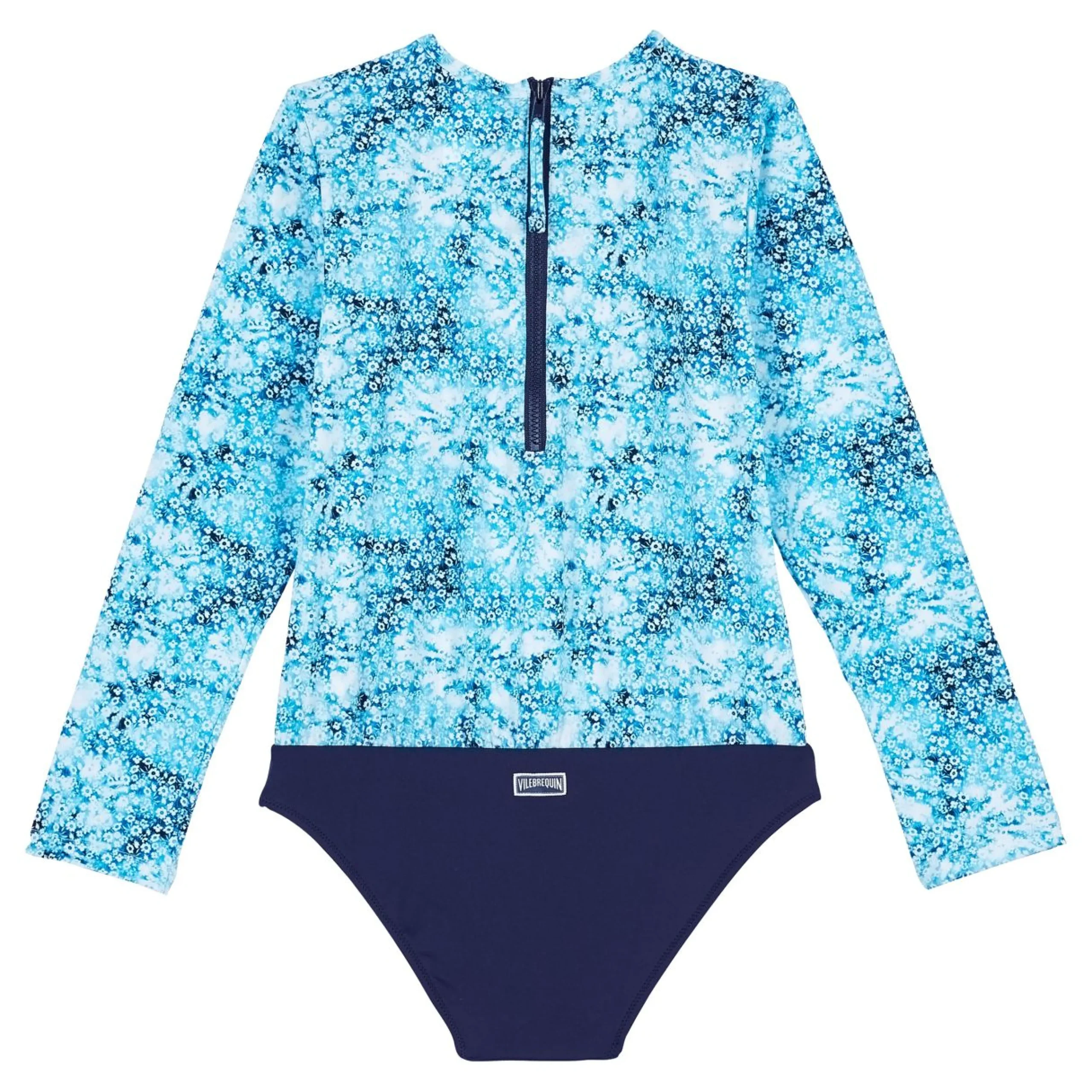 Fille Vilebrequin Une Pièce^T-Shirt Anti Uv Une Pièce Manches Longues Fille Flowers Tie & Dye