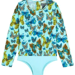 Fille Vilebrequin Une Pièce^T-Shirt Anti Uv Une Pièce Manches Longues Fille Butterflies