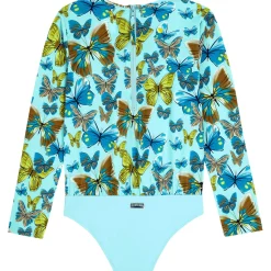 Fille Vilebrequin Une Pièce^T-Shirt Anti Uv Une Pièce Manches Longues Fille Butterflies