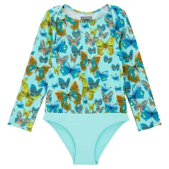 Fille Vilebrequin Une Pièce^T-Shirt Anti Uv Une Pièce Manches Longues Fille Butterflies