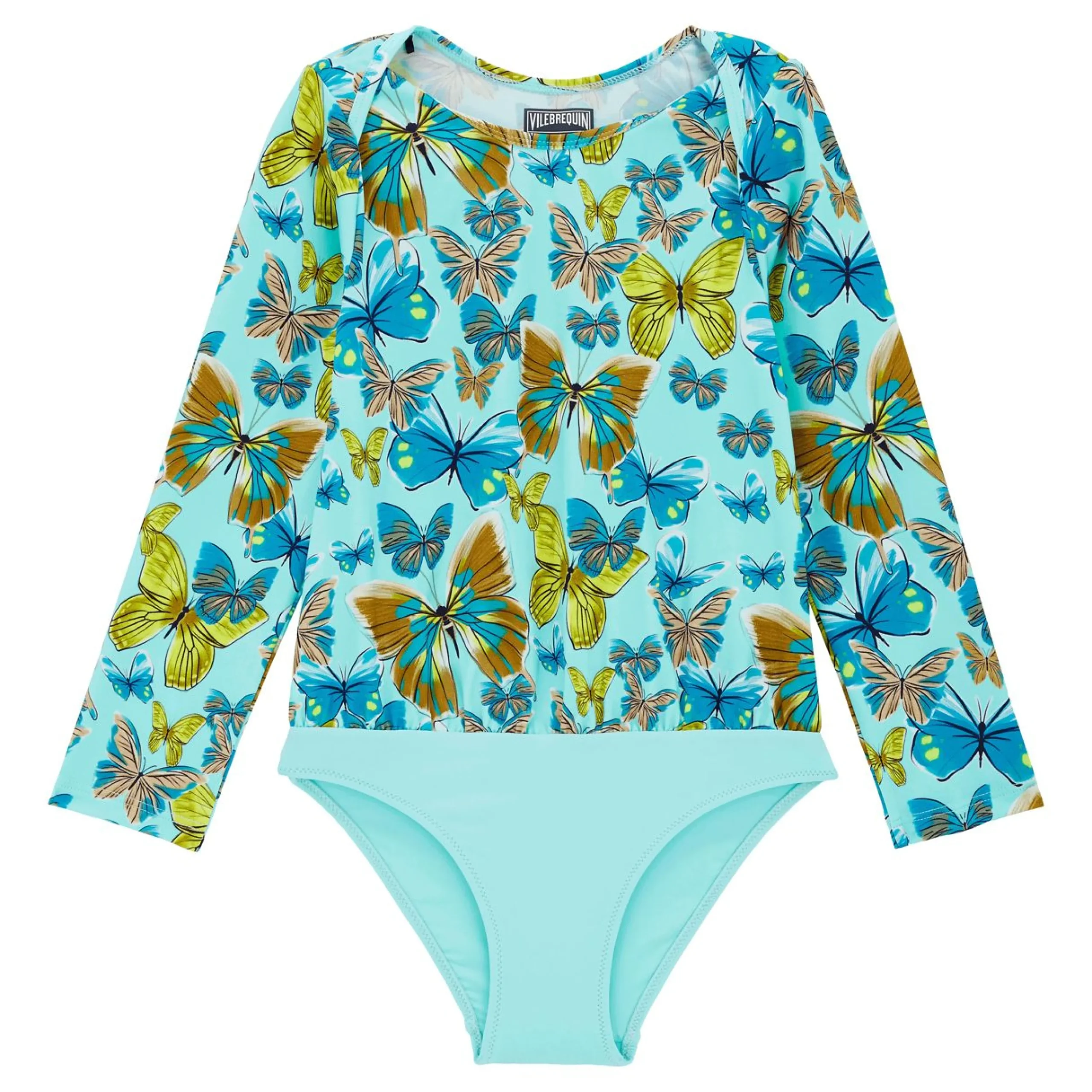 Fille Vilebrequin Une Pièce^T-Shirt Anti Uv Une Pièce Manches Longues Fille Butterflies