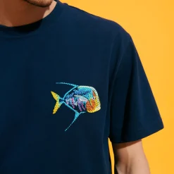 Homme Vilebrequin T-Shirts^T-Shirt Coton Organique Homme Piranhas Brodé