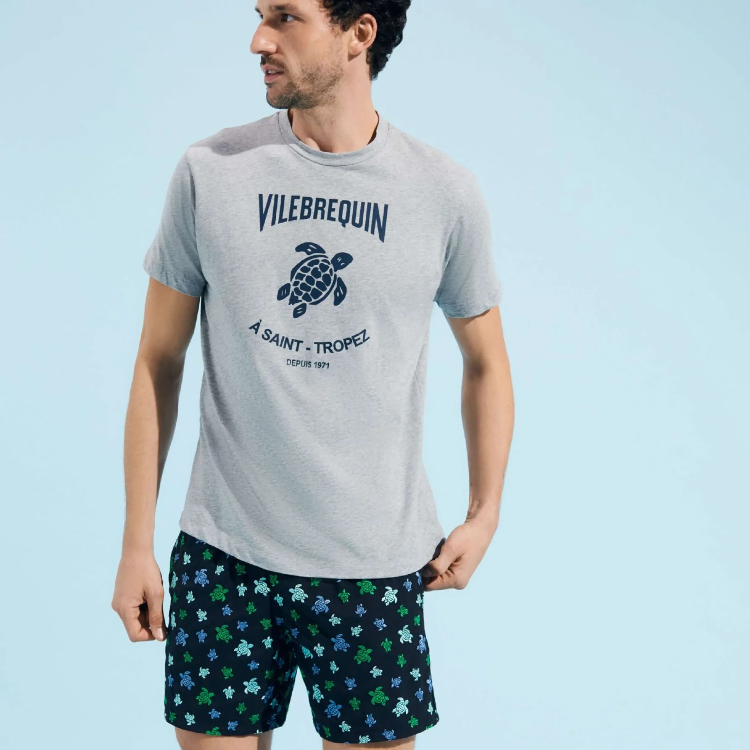 Homme Vilebrequin T-Shirts^T-Shirt En Coton Homme Tortue Flockee