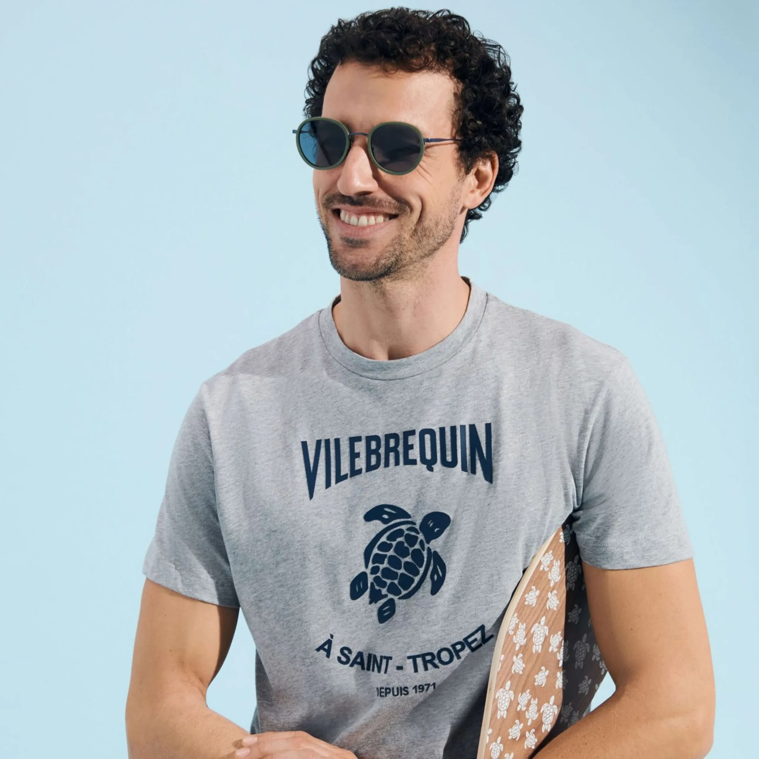 Homme Vilebrequin T-Shirts^T-Shirt En Coton Homme Tortue Flockee