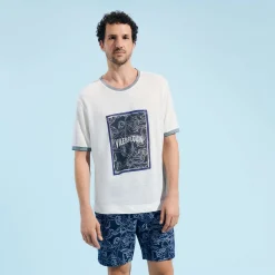 Homme Vilebrequin T-Shirts^T-Shirt En Lin Homme Poulpes Bicolores